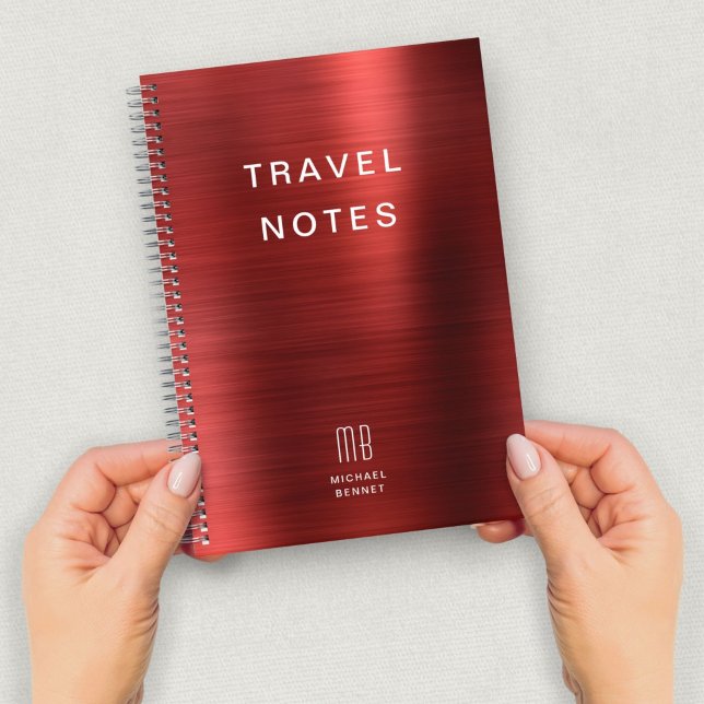 Elegante Monogram Red Travel Notizblock (Elegant Monogram Red Travel Notebook)