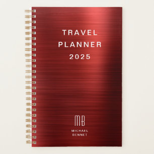 Elegante Monogram Red Travel Planer