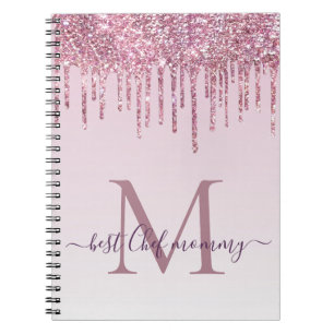 Elegante Monogram Rose Glitzer Tropfen für die Mam Notizblock