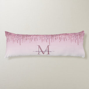 Elegante Monogram Rose Glitzer Tropfen Seitenschläferkissen