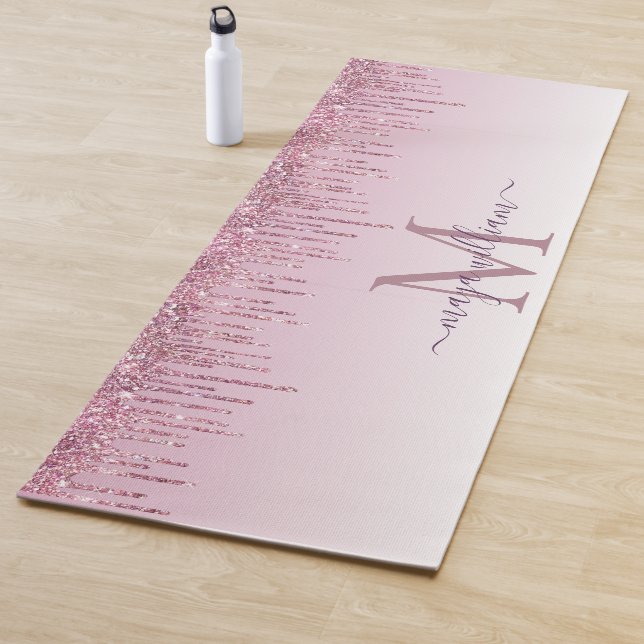 Elegante Monogram Rose Glitzer Tropfen Yoga Mat Yogamatte (Beispiel)