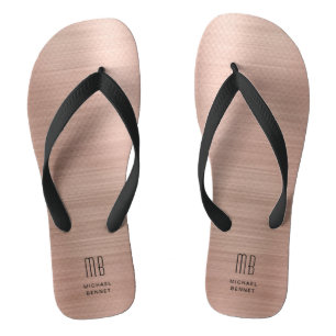 Elegante Monogram Rose Gold Flip Flops