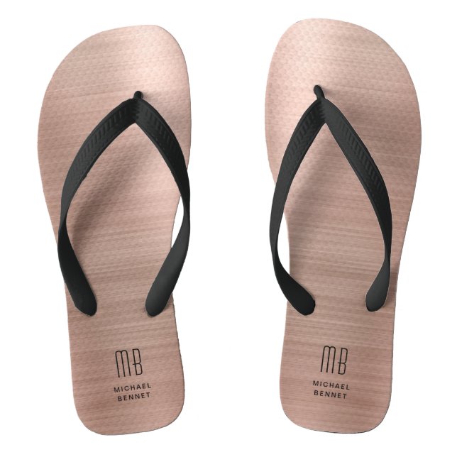 Elegante Monogram Rose Gold Flip Flops (Fußbett)