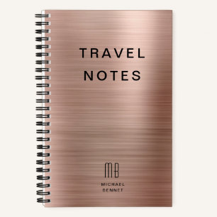 Elegante Monogram Rose Gold Travel Notizbuch