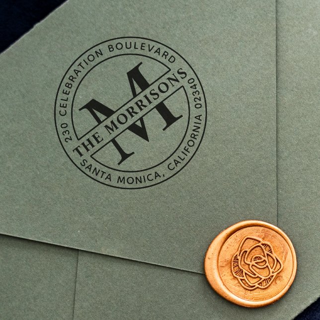 Elegante Monogram-Rücksendeadresse Permastempel (Rubber Stamp Mock-up)