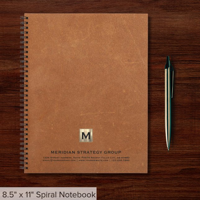 Elegante Monogram Sable Leather Print Spiral Notizbuch (Von Creator hochgeladen)