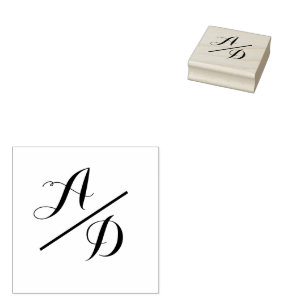 Elegante Monogram Script Bride Groom Wedding Gummistempel