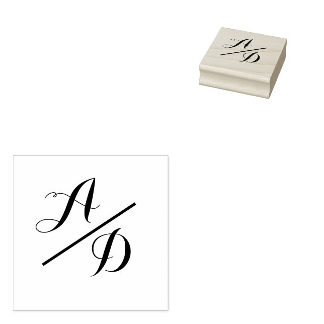 Elegante Monogram Script Bride Groom Wedding Gummistempel (Stempel)