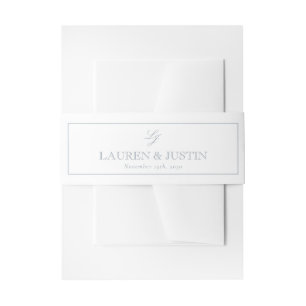 Elegante Monogram Script Dusty Blue Simple Wedding Einladungsbanderole