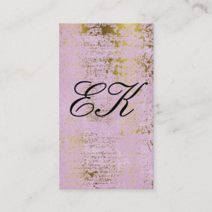 Elegante Monogram Script Gold Grunge Pink Visitenkarte