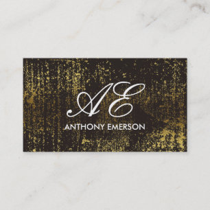 Elegante Monogram Script Gold Grunge Visitenkarte
