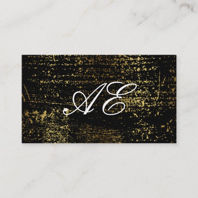 Elegante Monogram Script Gold Grunge Visitenkarte (Vorderseite)