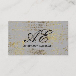 Elegante Monogram Script Gold Grunge Visitenkarte
