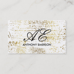 Elegante Monogram Script Gold Grunge Visitenkarte