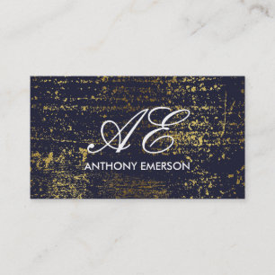 Elegante Monogram Script Gold Grunge Visitenkarte
