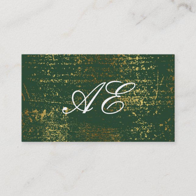 Elegante Monogram Script Gold Grunge Visitenkarte (Vorderseite)