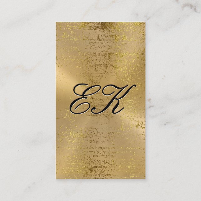 Elegante Monogram Script Gold Metallic Speck Visitenkarte (Vorderseite)