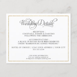 Elegante Monogram Script Gold Wedding Details Begleitkarte