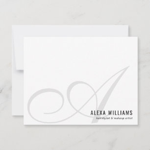 Elegante Monogram Script Initial Simple Business Mitteilungskarte