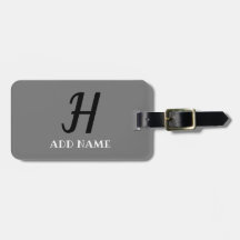 Elegante Monogram Script Moderner Grauer Name