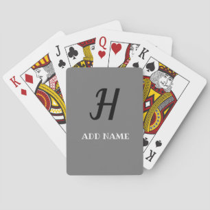 Elegante Monogram Script Moderner Grauer Name Spielkarten