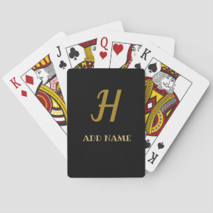 Elegante Monogram Script Moderner Name für Schwarz Spielkarten