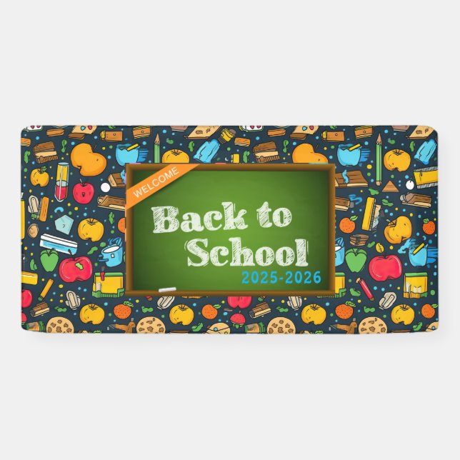 Elegante Monogram Script Office School Banner (Horizontal)