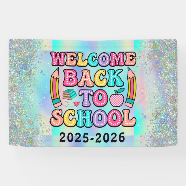 Elegante Monogram Script Office School Banner (Horizontal)