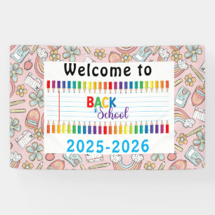 Elegante Monogram Script Office School Banner