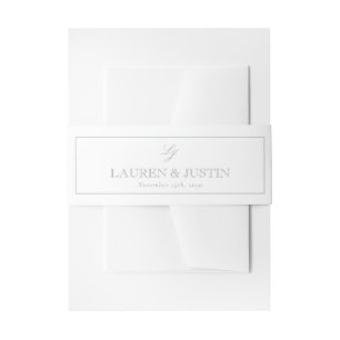 Elegante Monogram Script Sage Green Simple Wedding Einladungsbanderole
