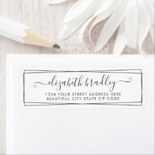 Elegante Monogram Signature Schwarz-weiß Address