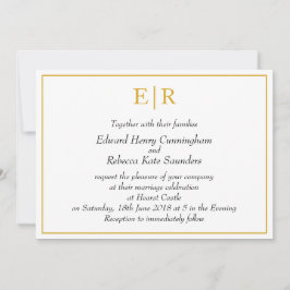 Elegante Monogram Simple Gold Wedding Einladung