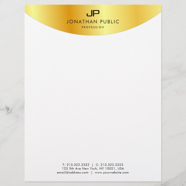 Elegante Monogram Template Metallic Look Imitate G Briefbogen (Vorderseite)