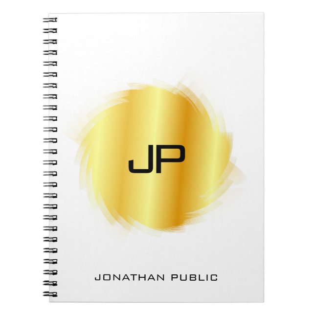 Elegante Monogram Template Metallic Look Imitate G Notizblock (Vorderseite)