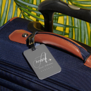 Elegante Monogram Traveller Name Gray Gepäckanhänger