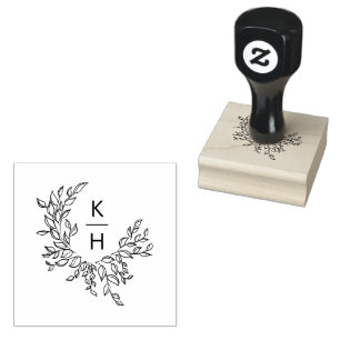 Elegante Monogram Wappen Wedding Gummistempel