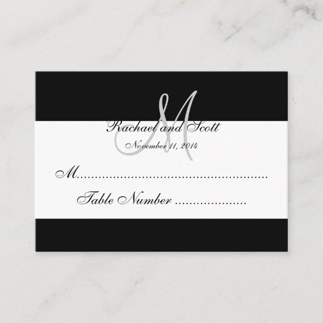 Elegante Monogram Wedding Cards Platzkarte (Vorderseite)