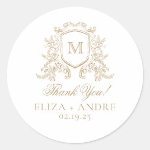 Elegante Monogram Wedding Classic Round Sticker
