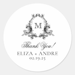 Elegante Monogram Wedding Classic Round Sticker