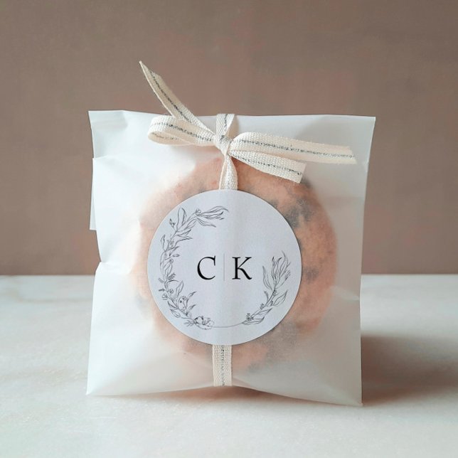 Elegante Monogram Wedding Classic Round Sticker (Von Creator hochgeladen)