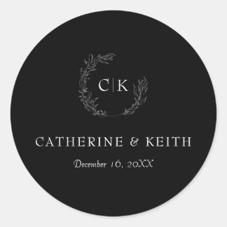 Elegante Monogram Wedding Classic Round Sticker
