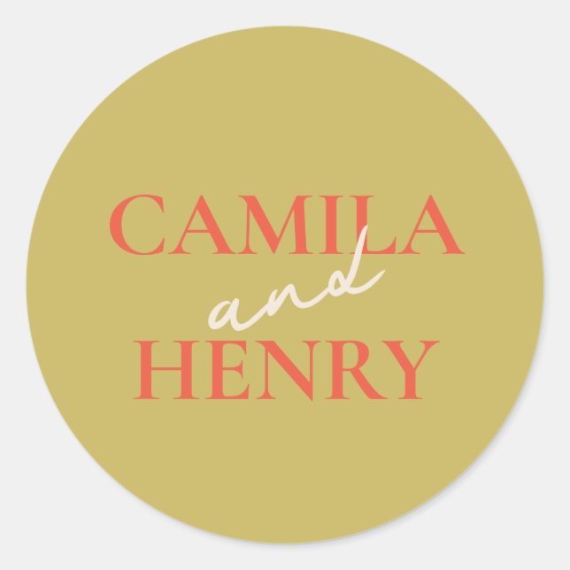 Elegante Monogram Wedding Classic Round Sticker (Vorderseite)