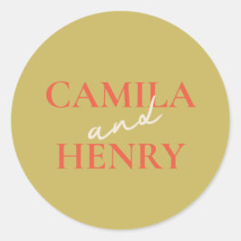 Elegante Monogram Wedding Classic Round Sticker