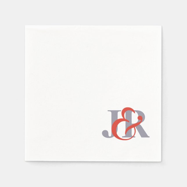 Elegante Monogram Wedding Cocktail Paper Napkins Serviette (Vorderseite)