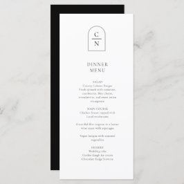 Elegante Monogram Wedding Dinner Menu Card