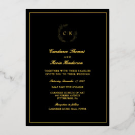 Elegante Monogram Wedding Foil Einladung