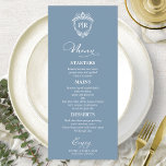Elegante Monogram Wedding Menu Cards Dusty Blue Menükarte<br><div class="desc">Eine schicke Kalligraphy Wedding Menu Card. I do offer a free customisation service,  if you have any anfragen or special requests,  please feel free to contact me.</div>