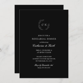 Elegante Monogram Wedding Probe Dinner Invitati Einladung