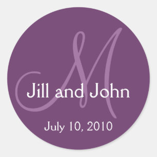 Elegante Monogram Wedding Rett Date Lila Sticker