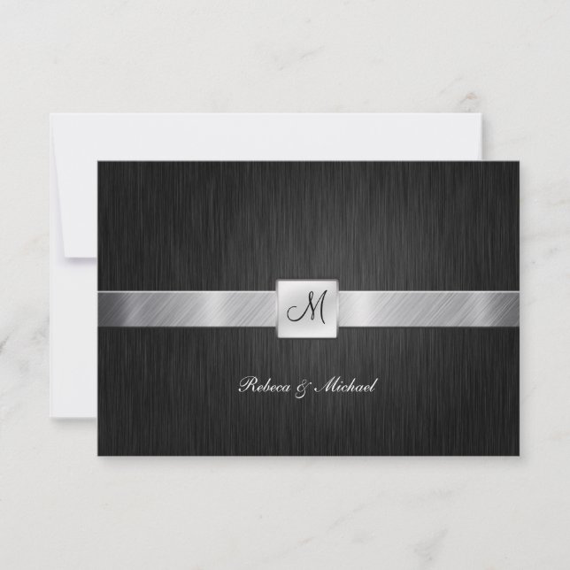 Elegante Monogram Wedding RSVP Card (Vorderseite)